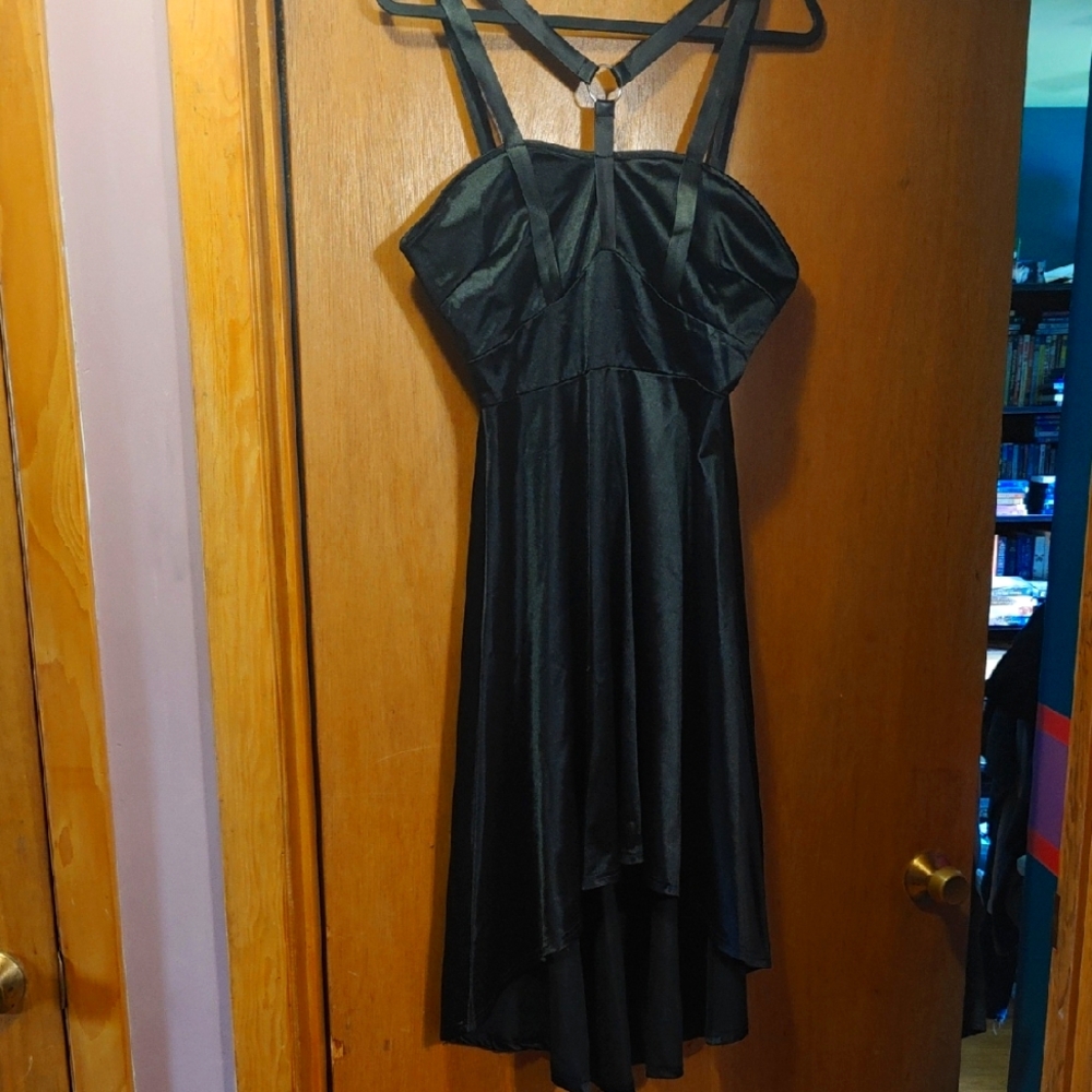 Black High-Low Halter Cocktail Dress